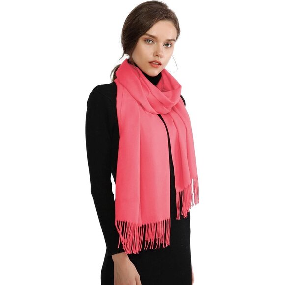 ⚡Women's Coral Pashmina Shawls Evening Dress Bridesmaid Winter Warm Long Scarf - Picture 2 of 8